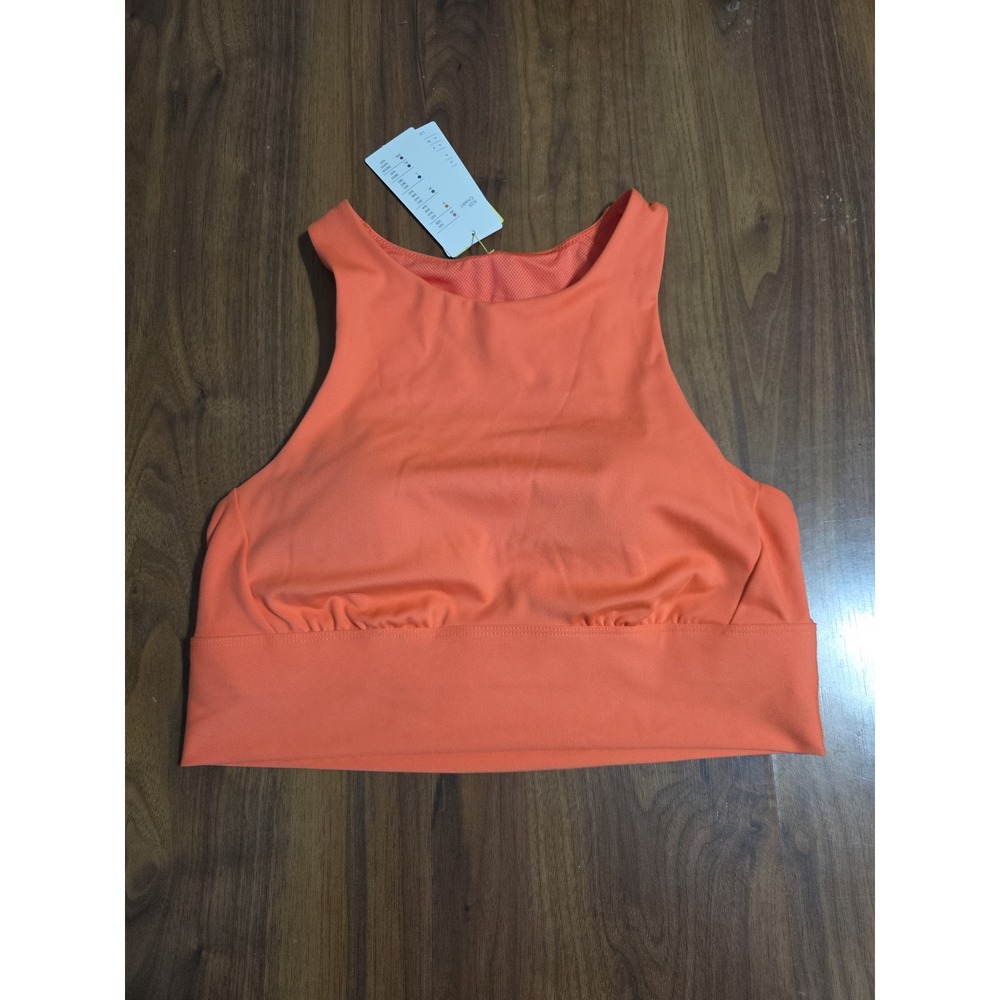 All In Motion Sports Bra Women Size M Orange New High Neck Longline Racerback